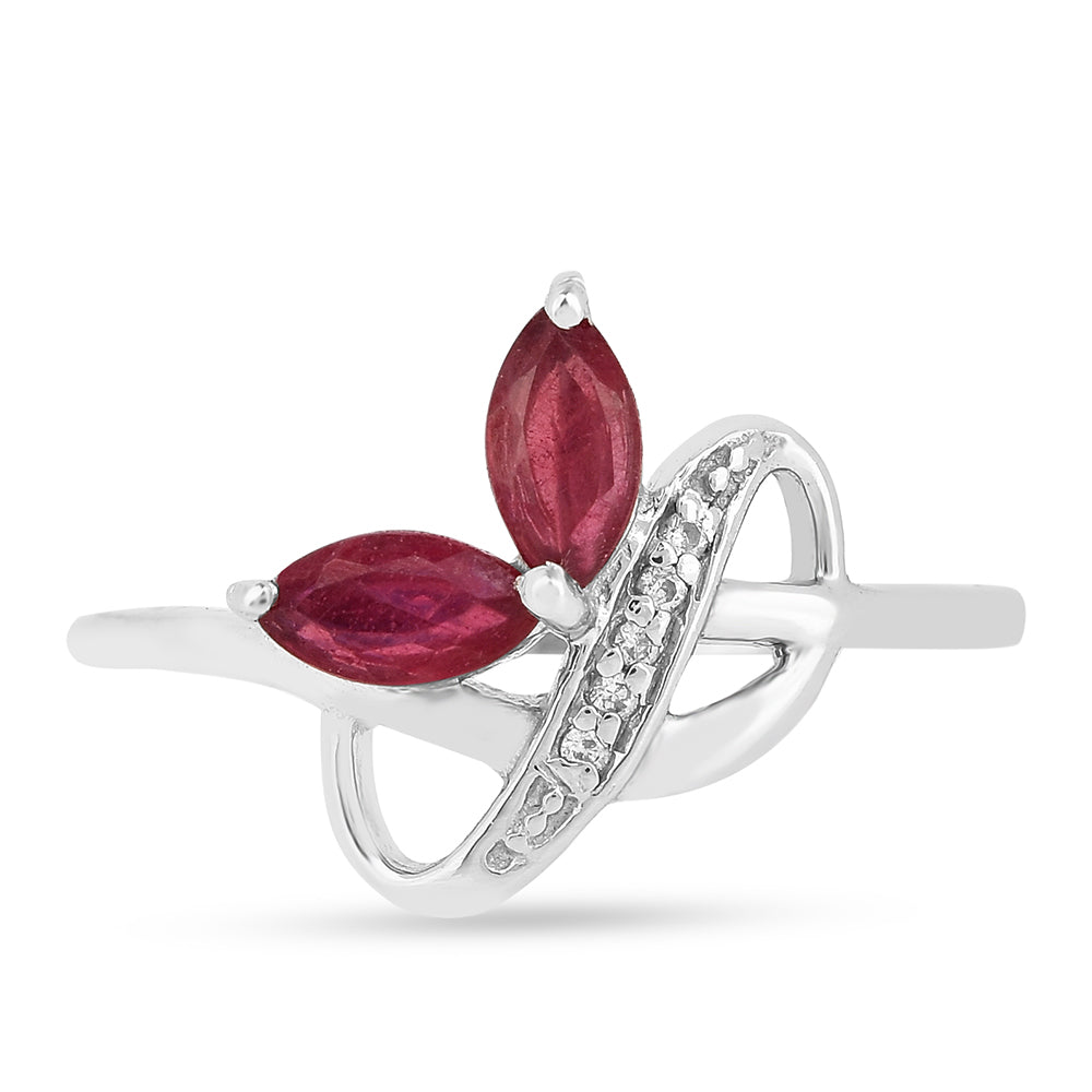 Anillo de Plata con Rubí de Tailandia y Zircón Blanco 2 
