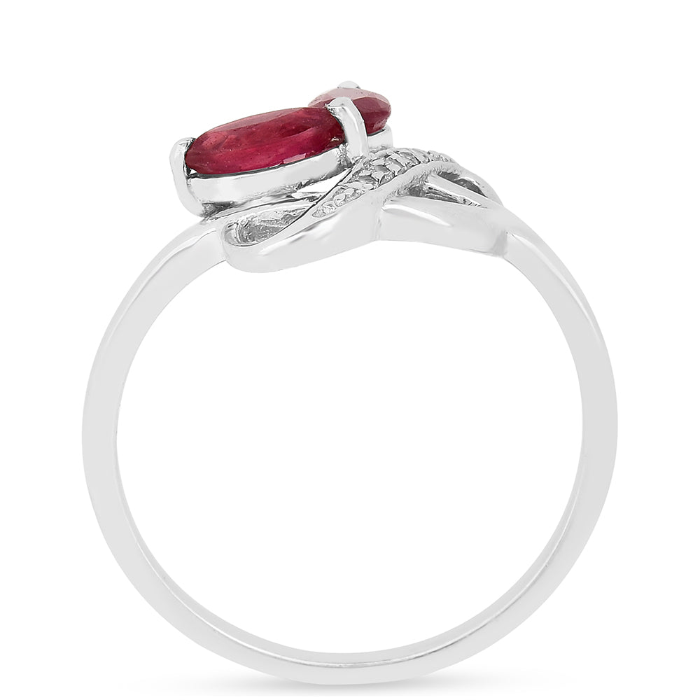 Anillo de Plata con Rubí de Tailandia y Zircón Blanco 3 