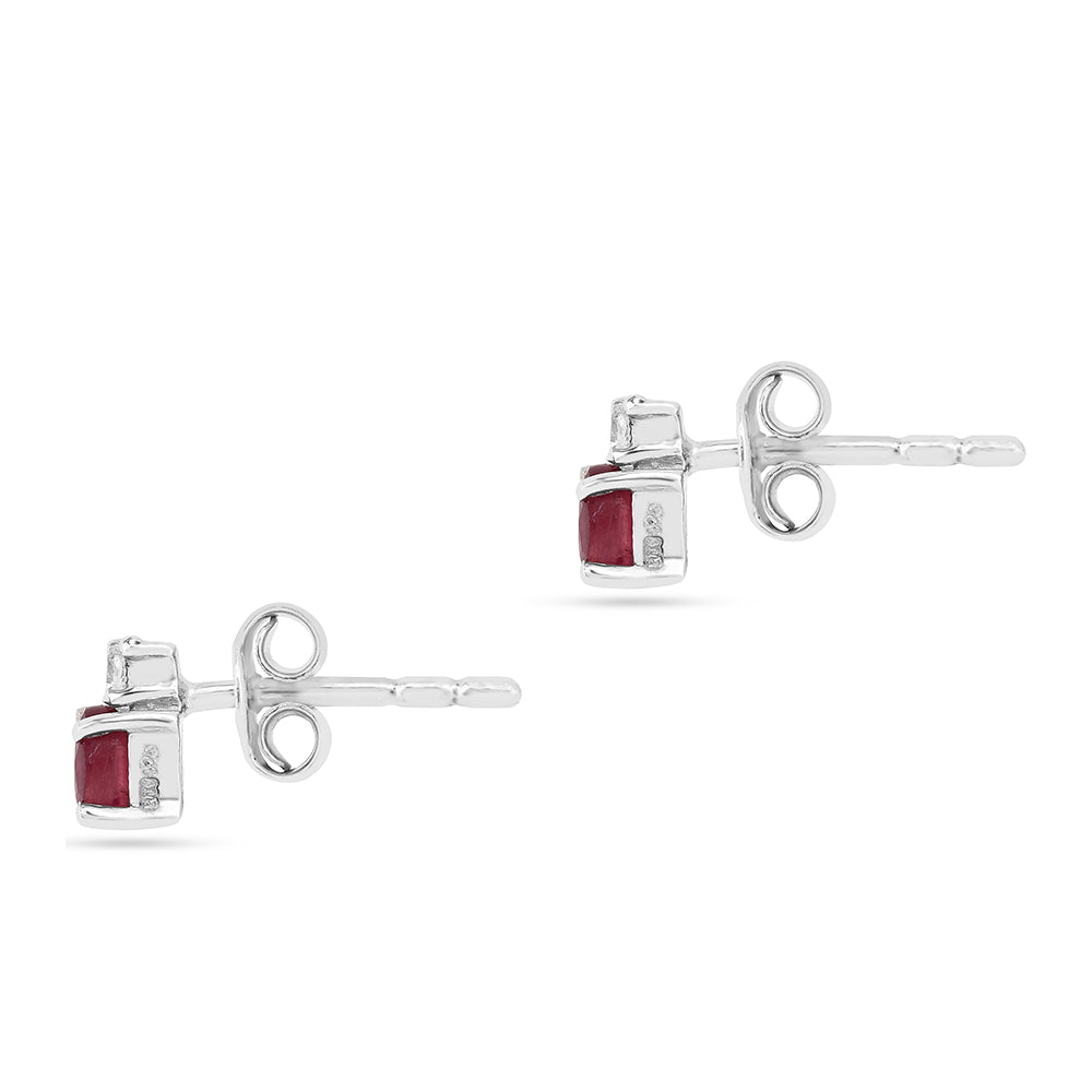 Pendientes de Plata con Rubí de Tailandia y Zircón Blanco 1 