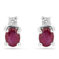 Pendientes de Plata con Rubí de Tailandia y Zircón Blanco