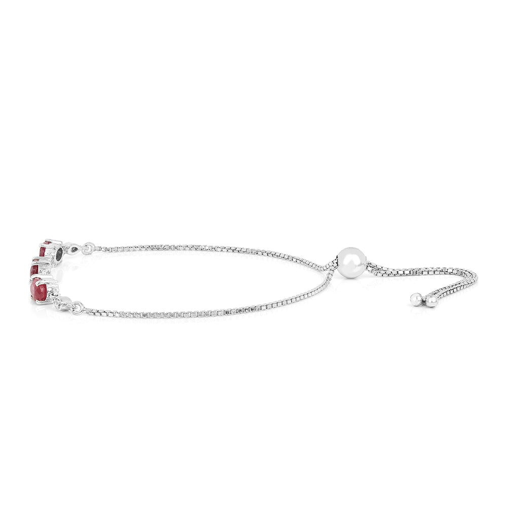 Pulsera de Plata con Rubí de Tailandia y Zircón Blanco