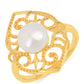 Anillo de Plata Bañada en Oro con Perla de Agua Dulce Crema