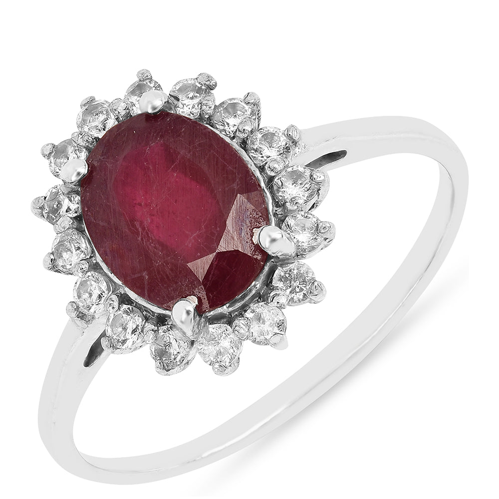 Anillo de Plata con Rubí de Tailandia y Zircón Blanco 1 
