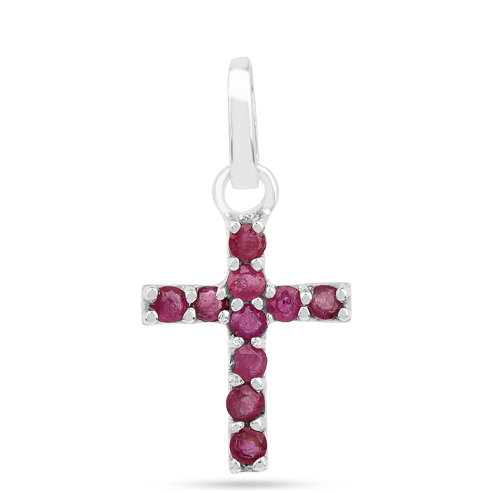 Cruz Colgante de Plata con Rubí de Tailandia