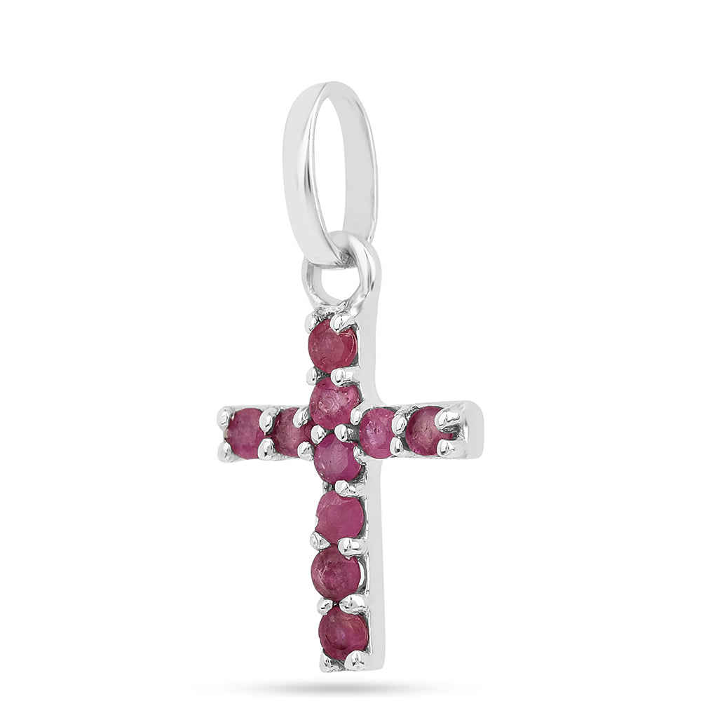 Cruz Colgante de Plata con Rubí de Tailandia 2 