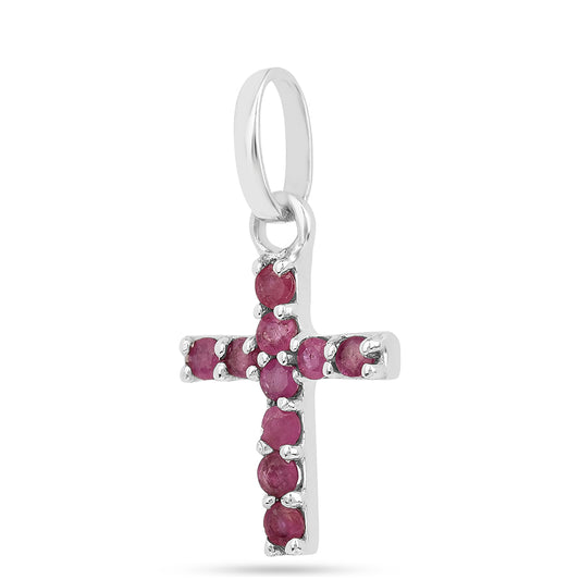 Cruz Colgante de Plata con Rubí de Tailandia