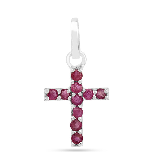 Cruz Colgante de Plata con Rubí de Tailandia