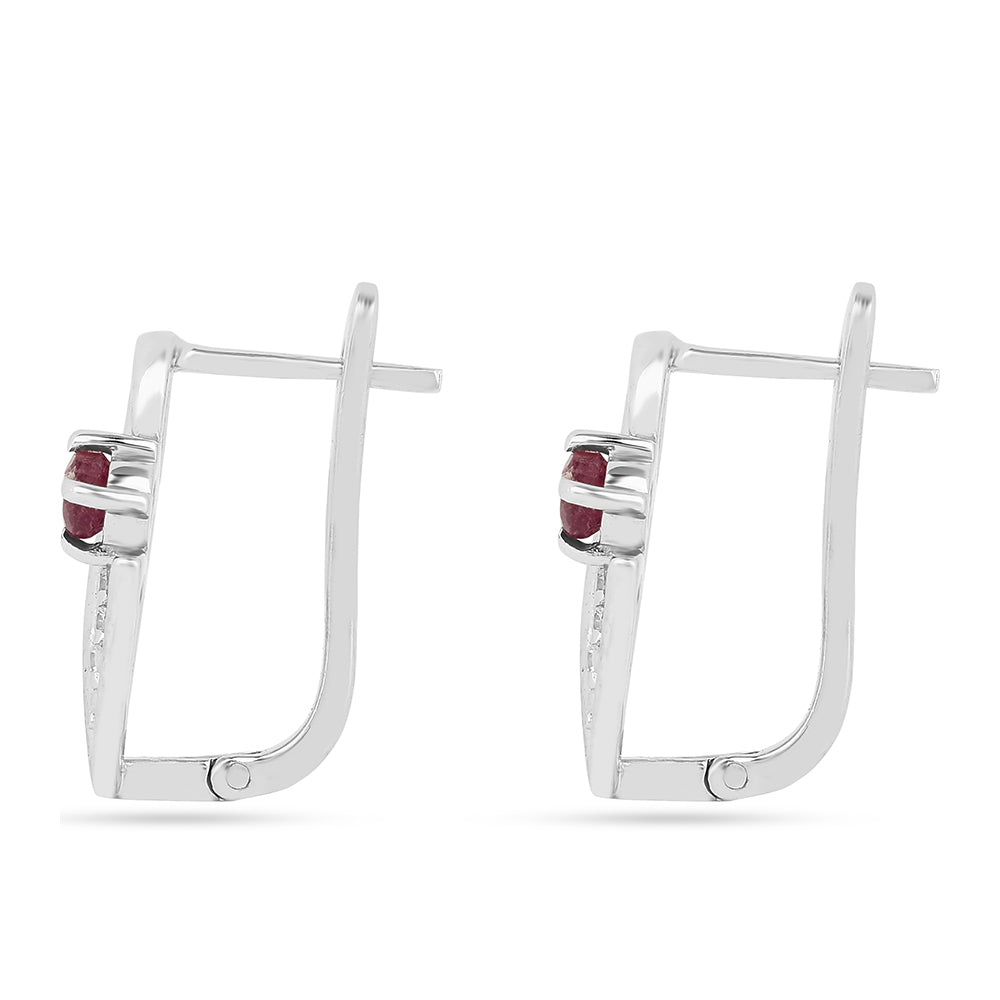 Pendientes de Plata con Rubí de Tailandia y Zircón Blanco 2 