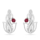 Pendientes de Plata con Rubí de Tailandia y Zircón Blanco