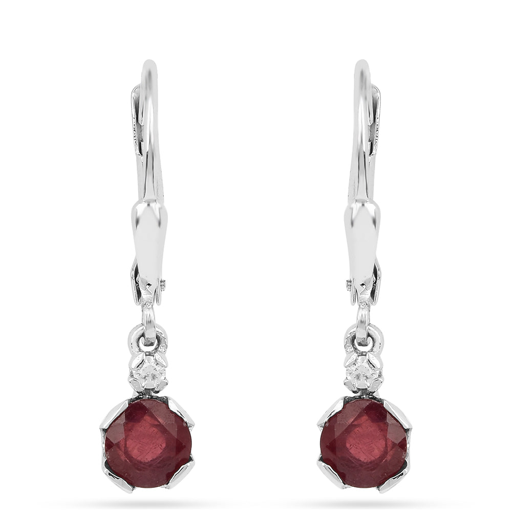 Pendientes de Plata con Rubí de Tailandia y Zircón Blanco 1 