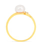 Anillo de Plata Bañada en Oro con Perla de Agua Dulce Crema y Zircón Blanco