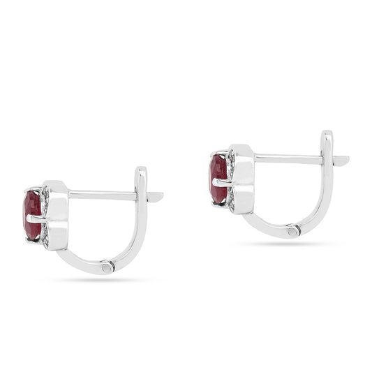 Pendientes de Plata con Rubí de Tailandia y Zircón Blanco