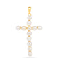 Cruz Colgante de Plata Bañada en Oro con Perla de Agua Dulce Crema