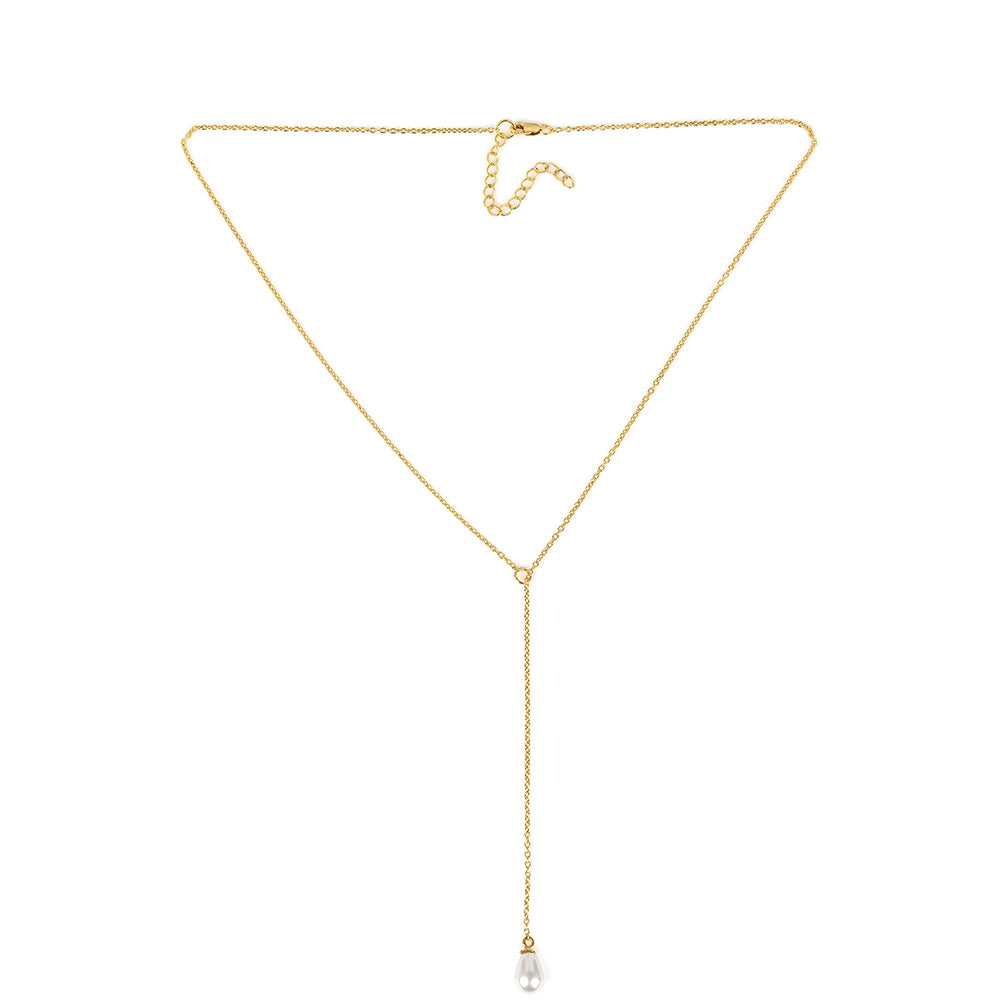 Collar de Plata Bañada en Oro con Perla de Agua Dulce Crema 1 