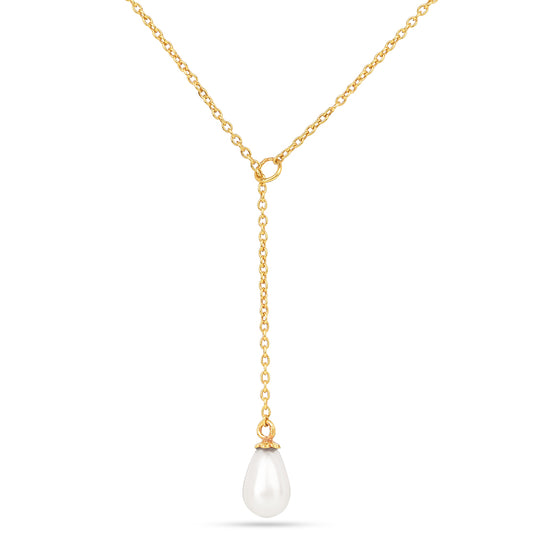 Collar de Plata Bañada en Oro con Perla de Agua Dulce Crema