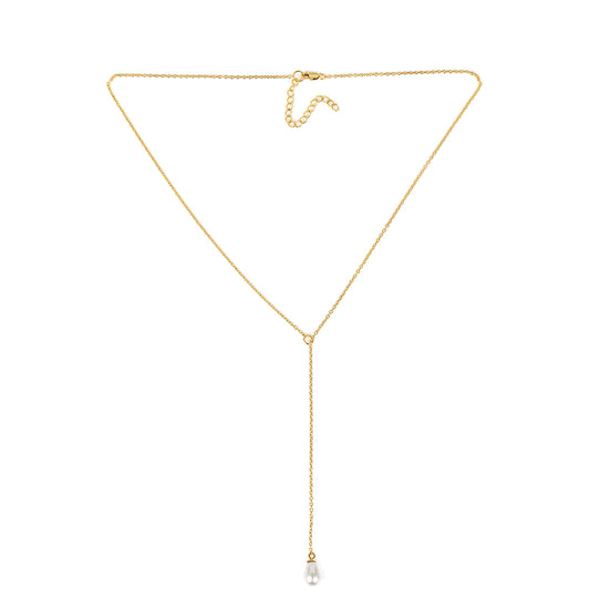 Collar de Plata Bañada en Oro con Perla de Agua Dulce Crema