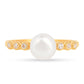 Anillo de Plata Bañada en Oro con Perla de Agua Dulce Crema y Zircón Blanco