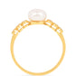 Anillo de Plata Bañada en Oro con Perla de Agua Dulce Crema y Zircón Blanco