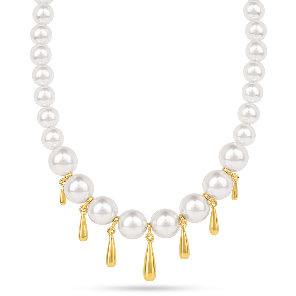 Collar de Plata Bañada en Oro con Perla de Agua Dulce Crema 2 