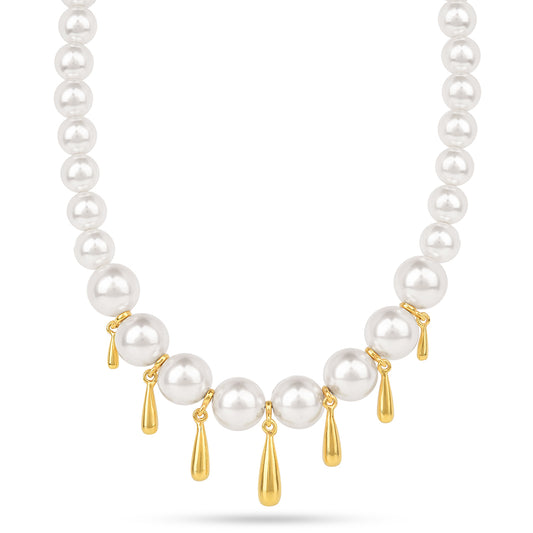 Collar de Plata Bañada en Oro con Perla de Agua Dulce Crema