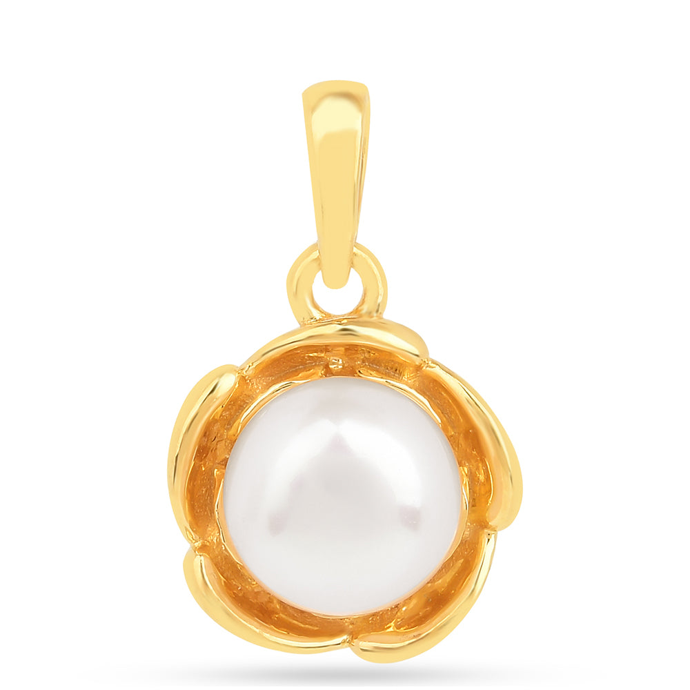 Colgante de Plata Bañada en Oro con Perla de Agua Dulce Crema 1 