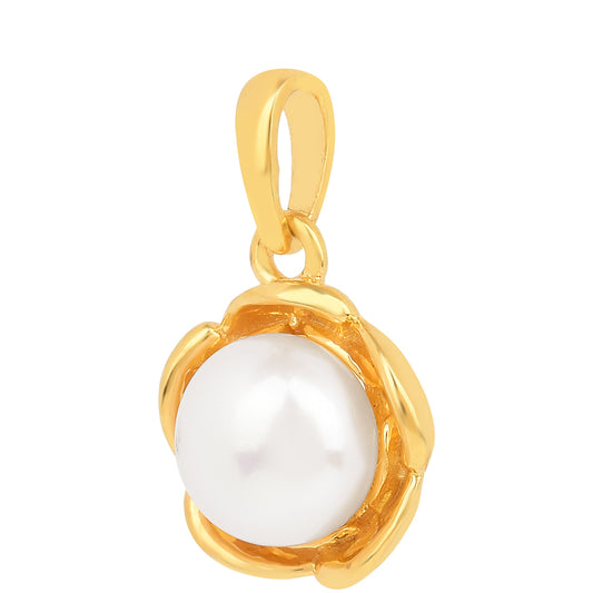 Colgante de Plata Bañada en Oro con Perla de Agua Dulce Crema