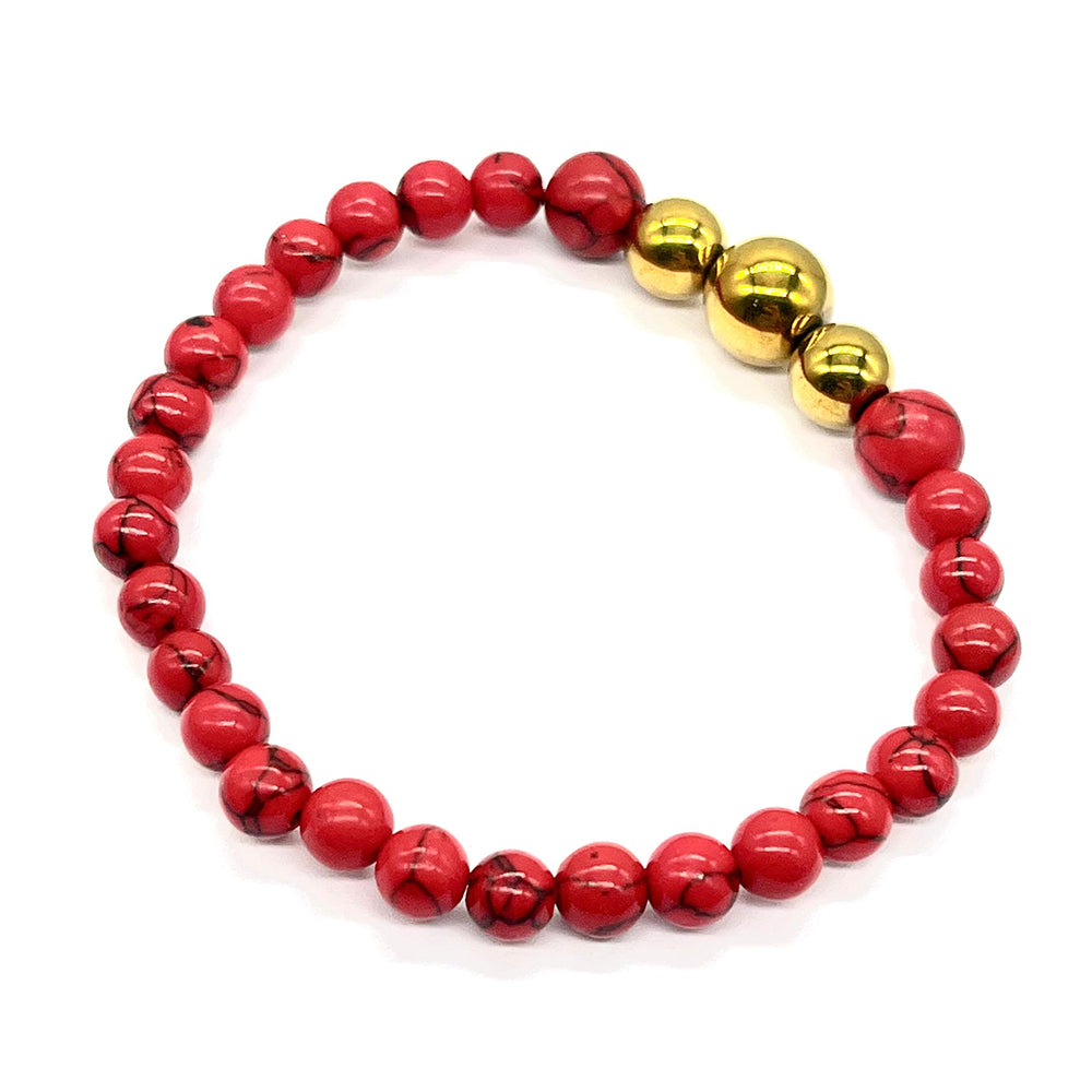 Pulsera Cuenta con Coral de Esponja Roja y Hematita de Cerro Bolívar 1 