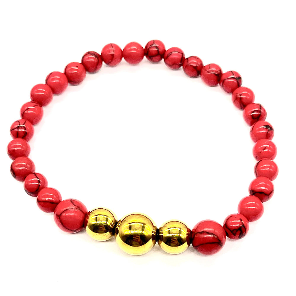 Pulsera Cuenta con Coral de Esponja Roja y Hematita de Cerro Bolívar 2 