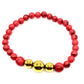 Pulsera Cuenta con Coral de Esponja Roja y Hematita de Cerro Bolívar