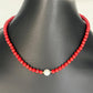 Collar de Plata Bañada en Oro con Coral de Esponja Roja y Perla de cristal