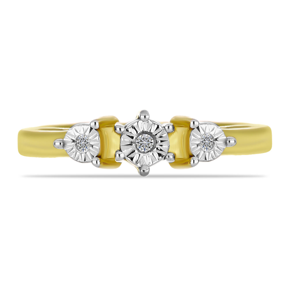 Anillo de Plata Bañada en Oro con Diamante blanco 1 