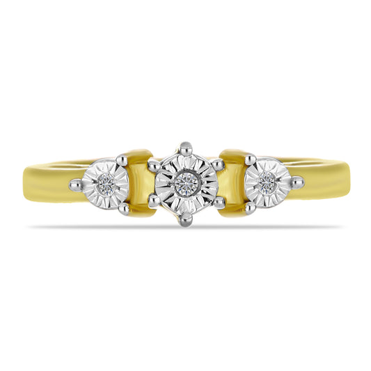 Anillo de Plata Bañada en Oro con Diamante blanco