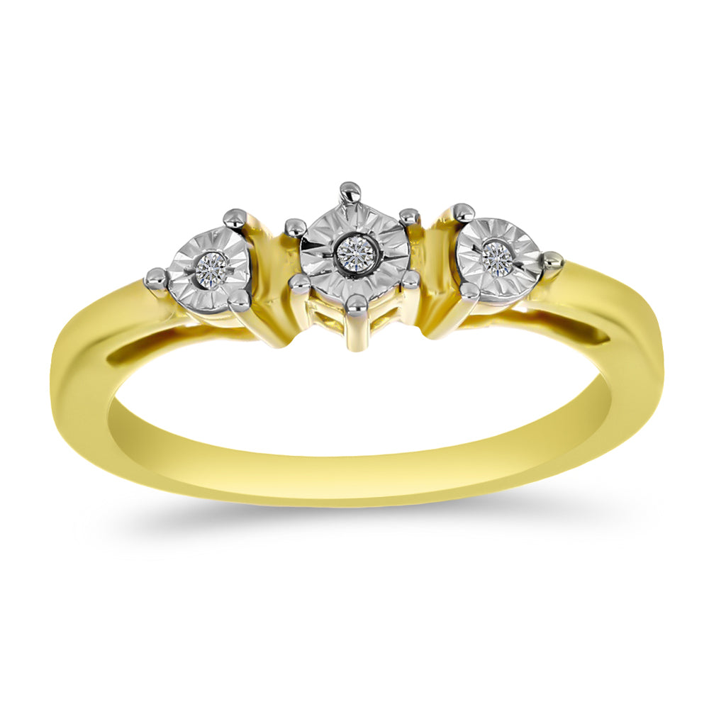 Anillo de Plata Bañada en Oro con Diamante blanco 3 