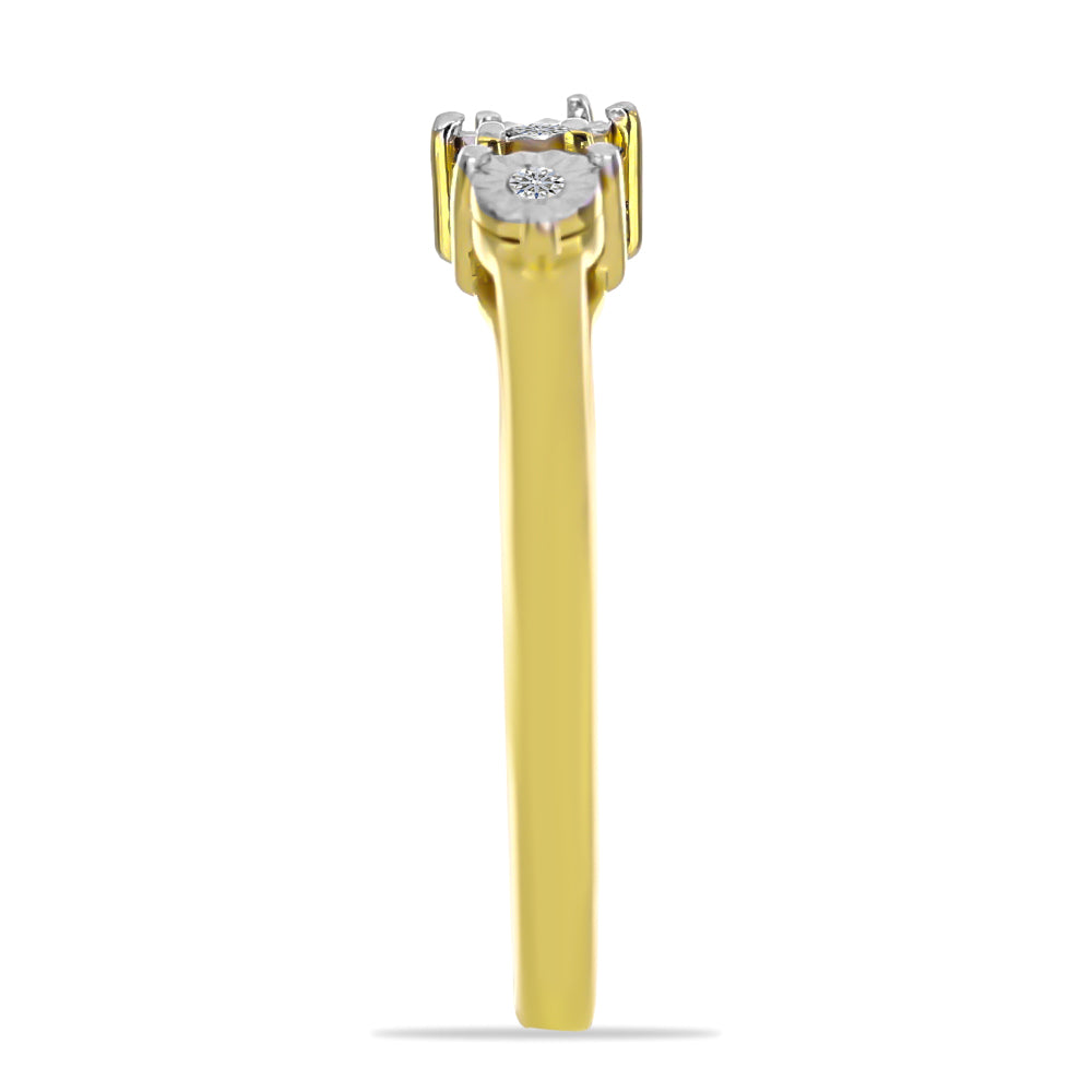 Anillo de Plata Bañada en Oro con Diamante blanco 4 