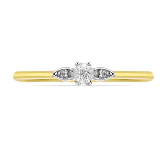 Anillo de Plata Bañada en Oro con Diamante blanco