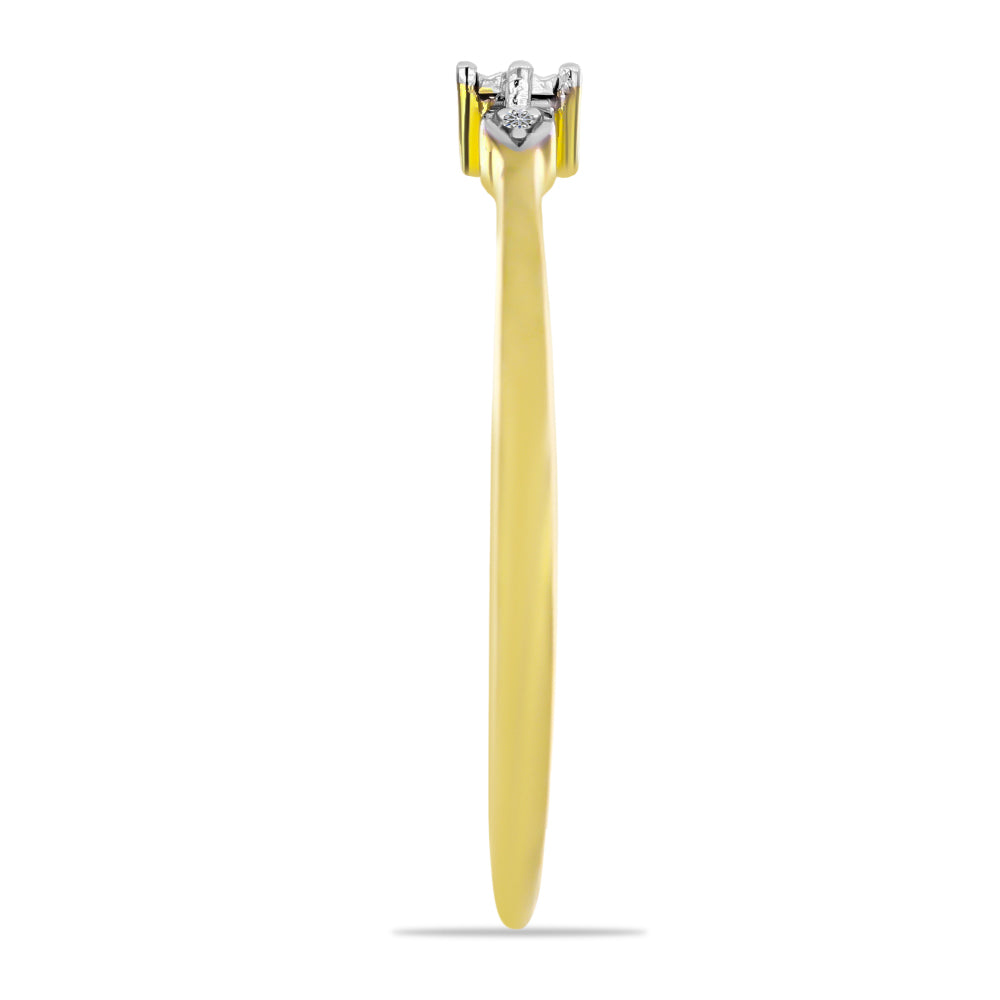 Anillo de Plata Bañada en Oro con Diamante blanco 4 
