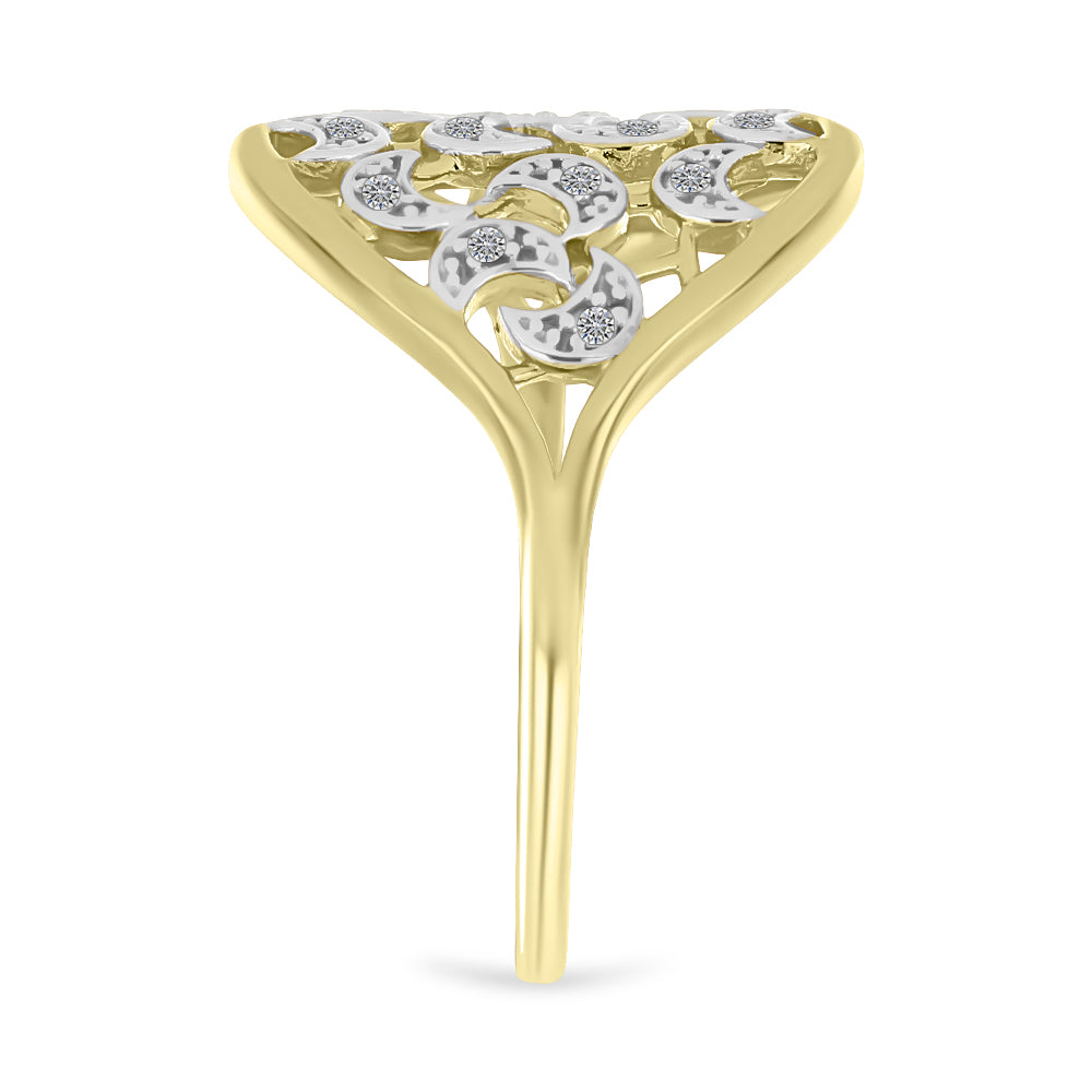 Anillo de Plata Bañada en Oro con Diamante blanco
