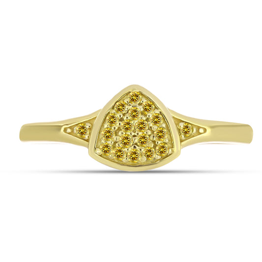 Anillo de Plata Bañada en Oro con Diamante Amarillo