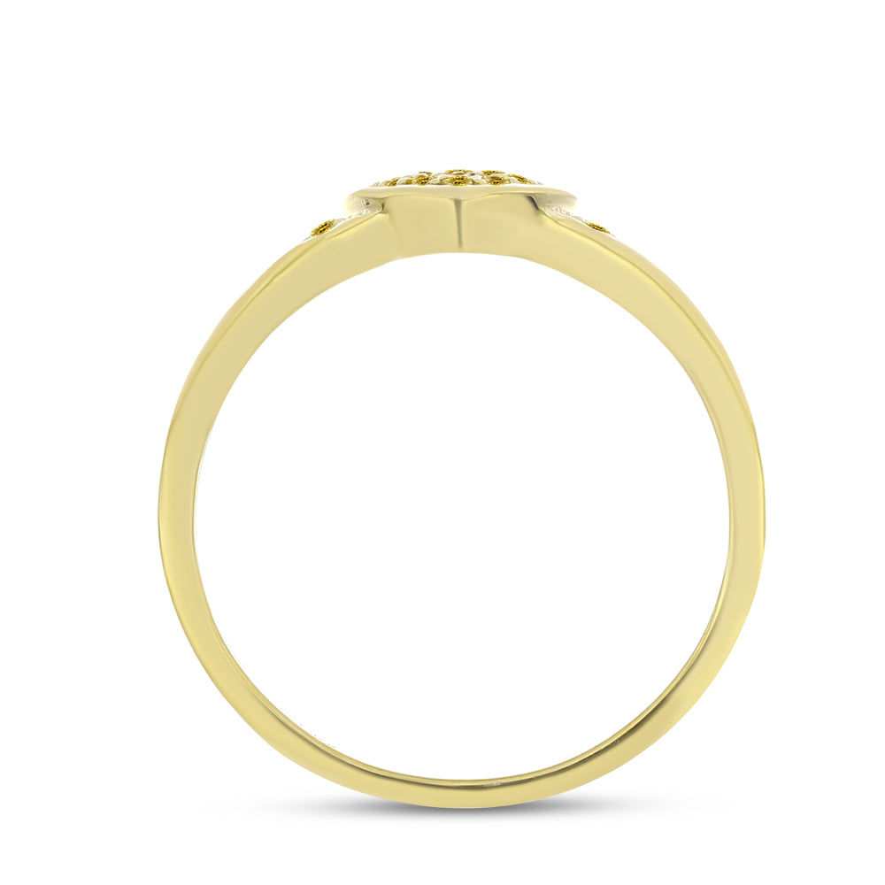 Anillo de Plata Bañada en Oro con Diamante Amarillo 2 