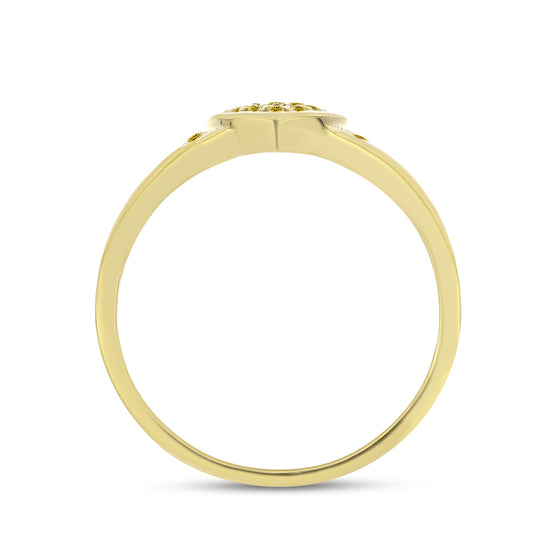 Anillo de Plata Bañada en Oro con Diamante Amarillo