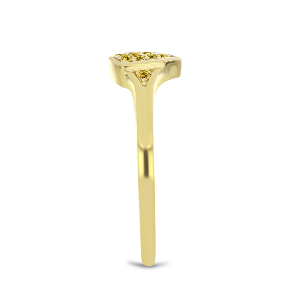 Anillo de Plata Bañada en Oro con Diamante Amarillo
