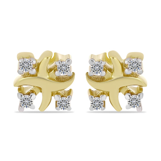 Pendientes de Plata Bañada en Oro con Diamante blanco