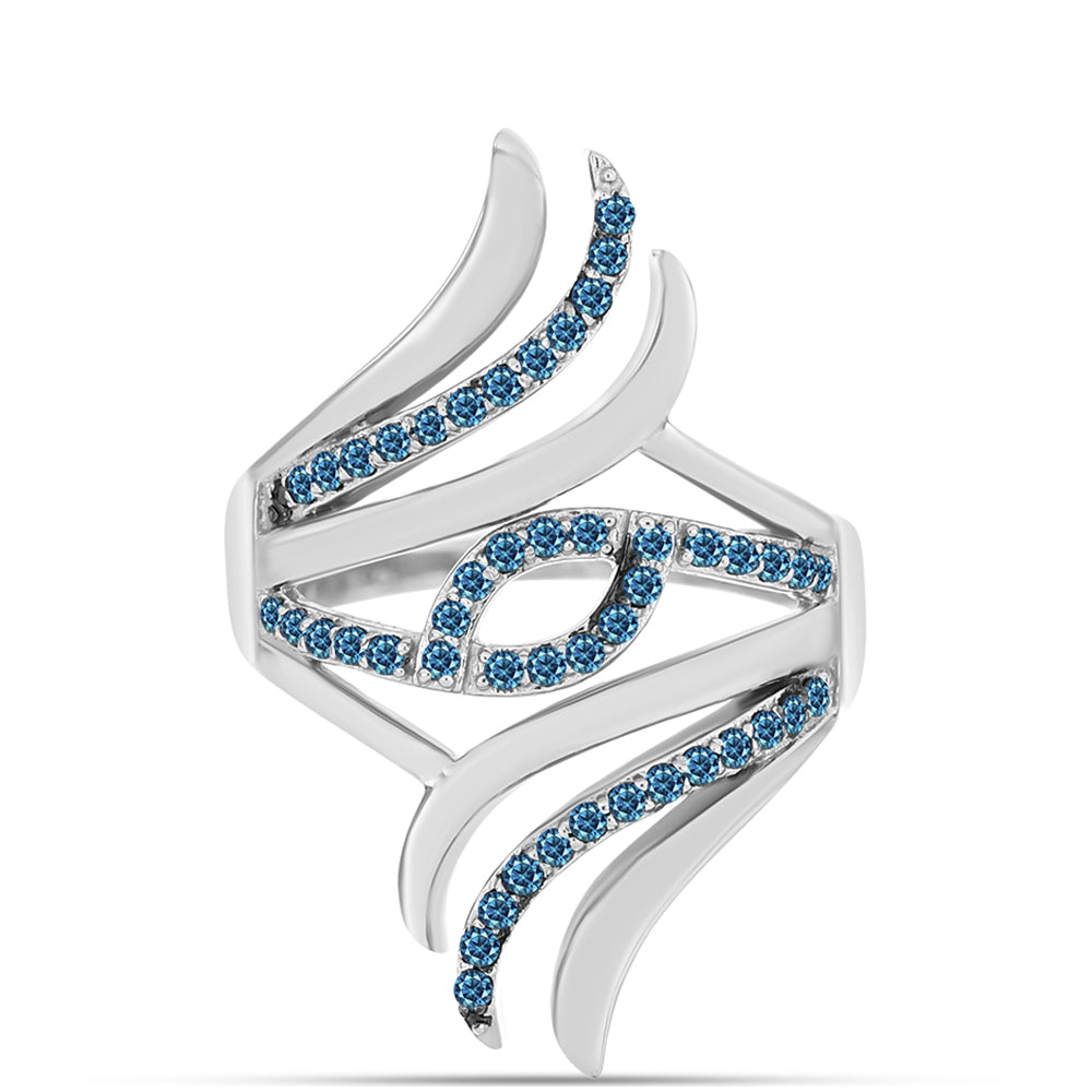 Anillo de Plata con Diamante Azul