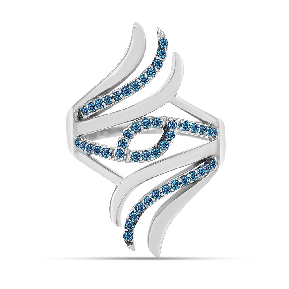 Anillo de Plata con Diamante Azul 1 