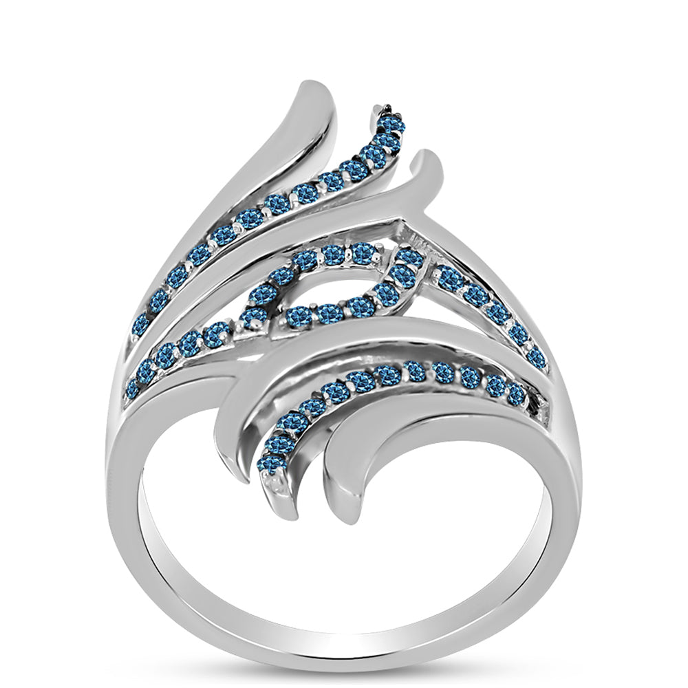 Anillo de Plata con Diamante Azul 7 
