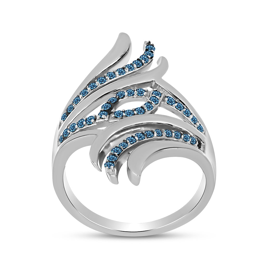 Anillo de Plata con Diamante Azul