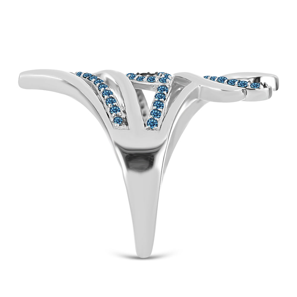 Anillo de Plata con Diamante Azul 8 