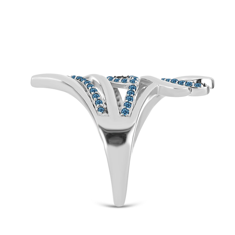 Anillo de Plata con Diamante Azul