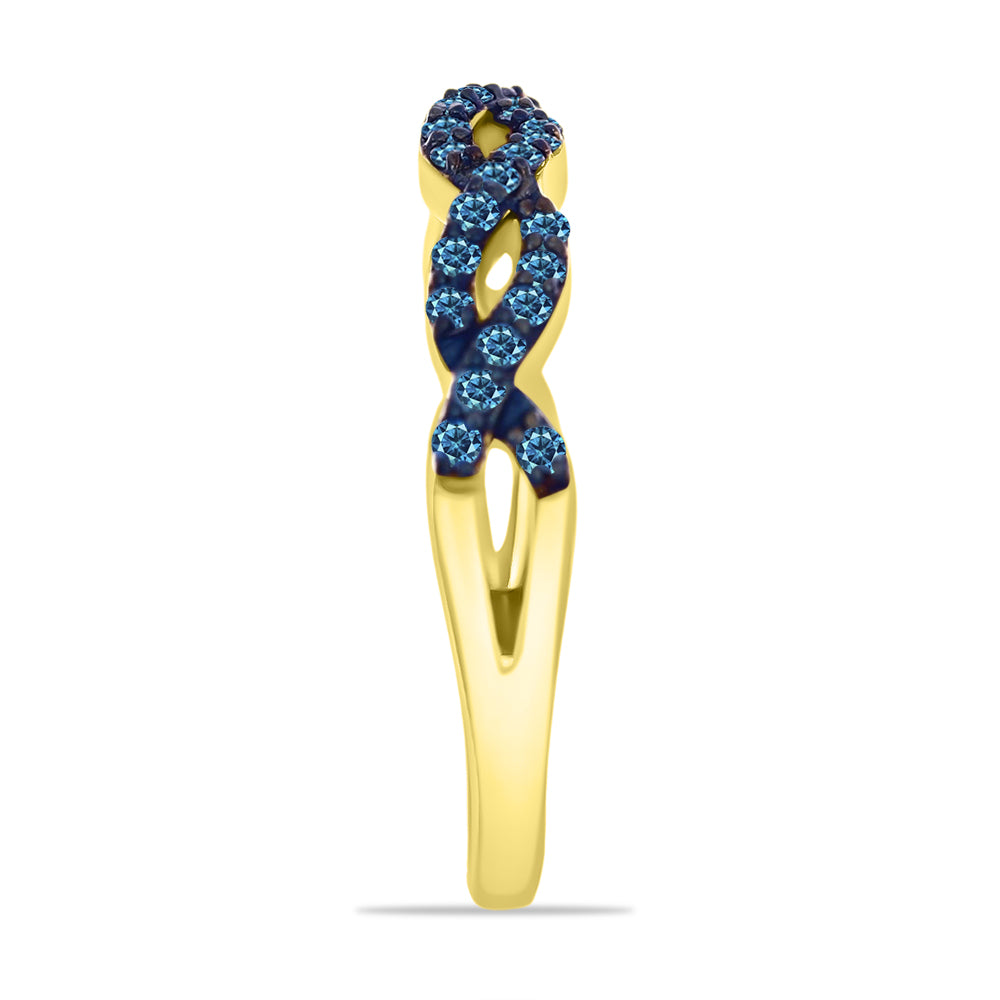 Anillo de Plata Bañada en Oro con Diamante Azul 4 