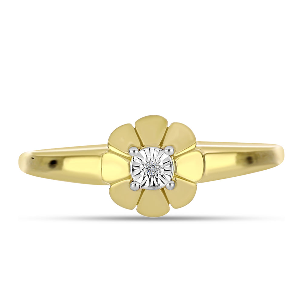 Anillo de Plata Bañada en Oro con Diamante blanco 5 
